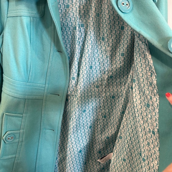 Anthropologie Tulle teal wool peacoat women’s size large - Picture 12 of 14